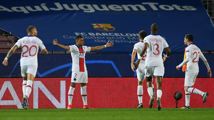 Kylian Mbappe and PSG beat Barcelona in the Champions League